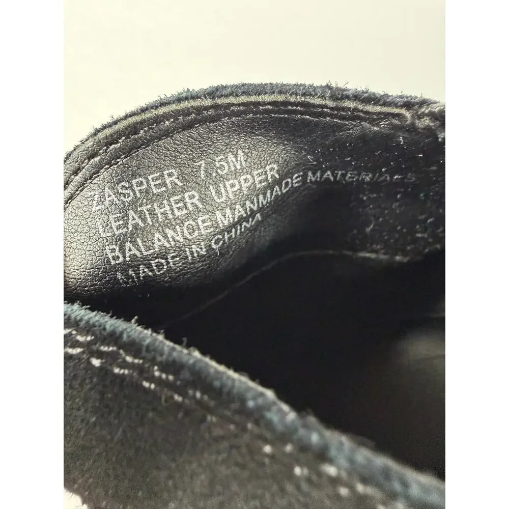 Me Too Zasper Black Suede Chelsea Ankle Boots Block Heel Size 7.5